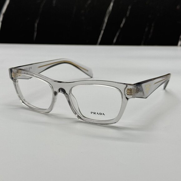 NEW PRADA PRB01V 12R1O1 WOMEN TRANSPARENT GRAY VPR B01 12R1O1 EYEGLASSES - Picture 3 of 9